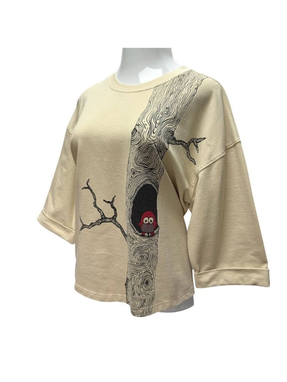 90s Catalog Favorites Womens 1X Pullover Owl In A Tree Sweatshirt Top Ivory Brow